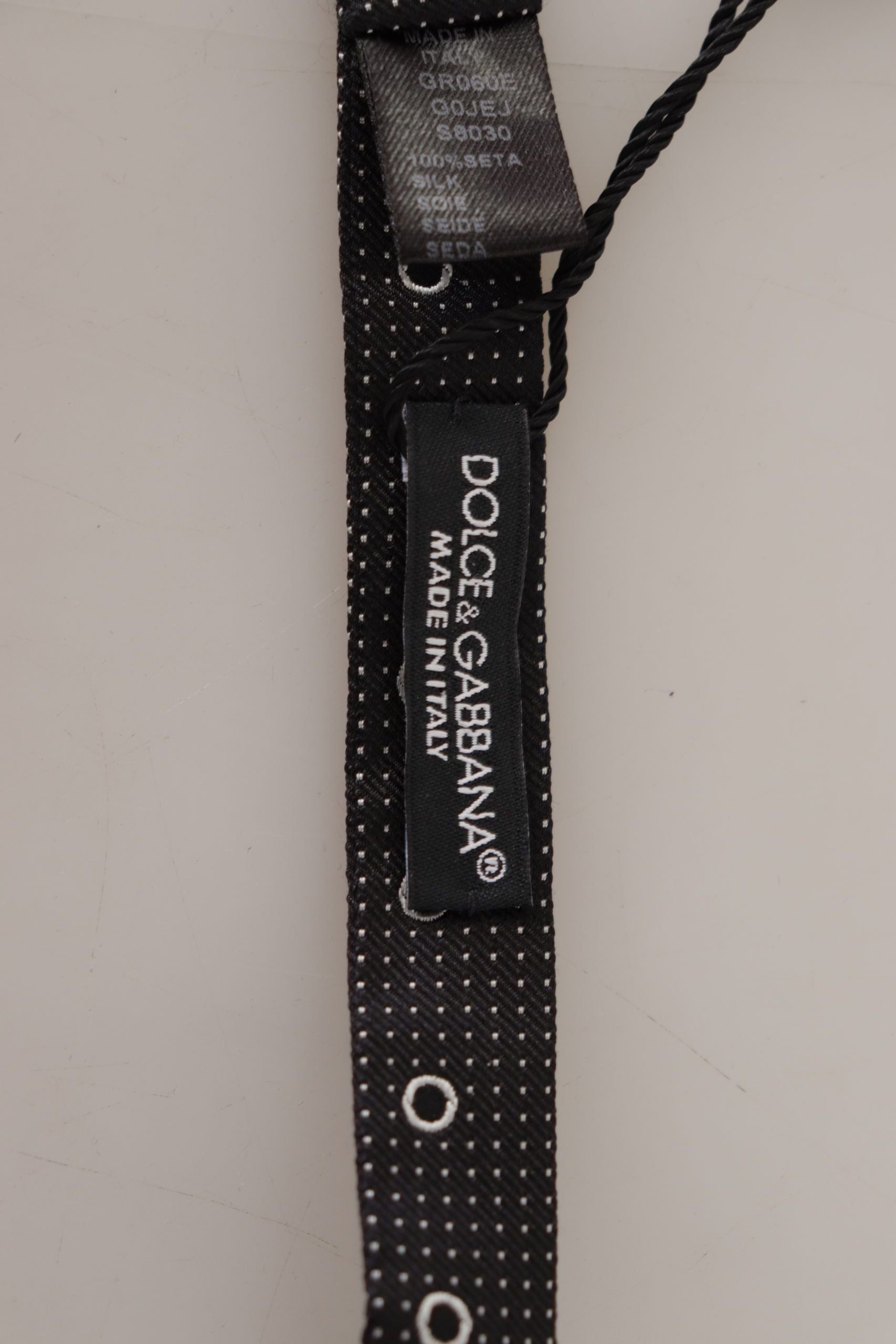 Dolce & Gabbana Black White Polka Dot 100% Silk Neck Papillon Tie - Zeiniez
