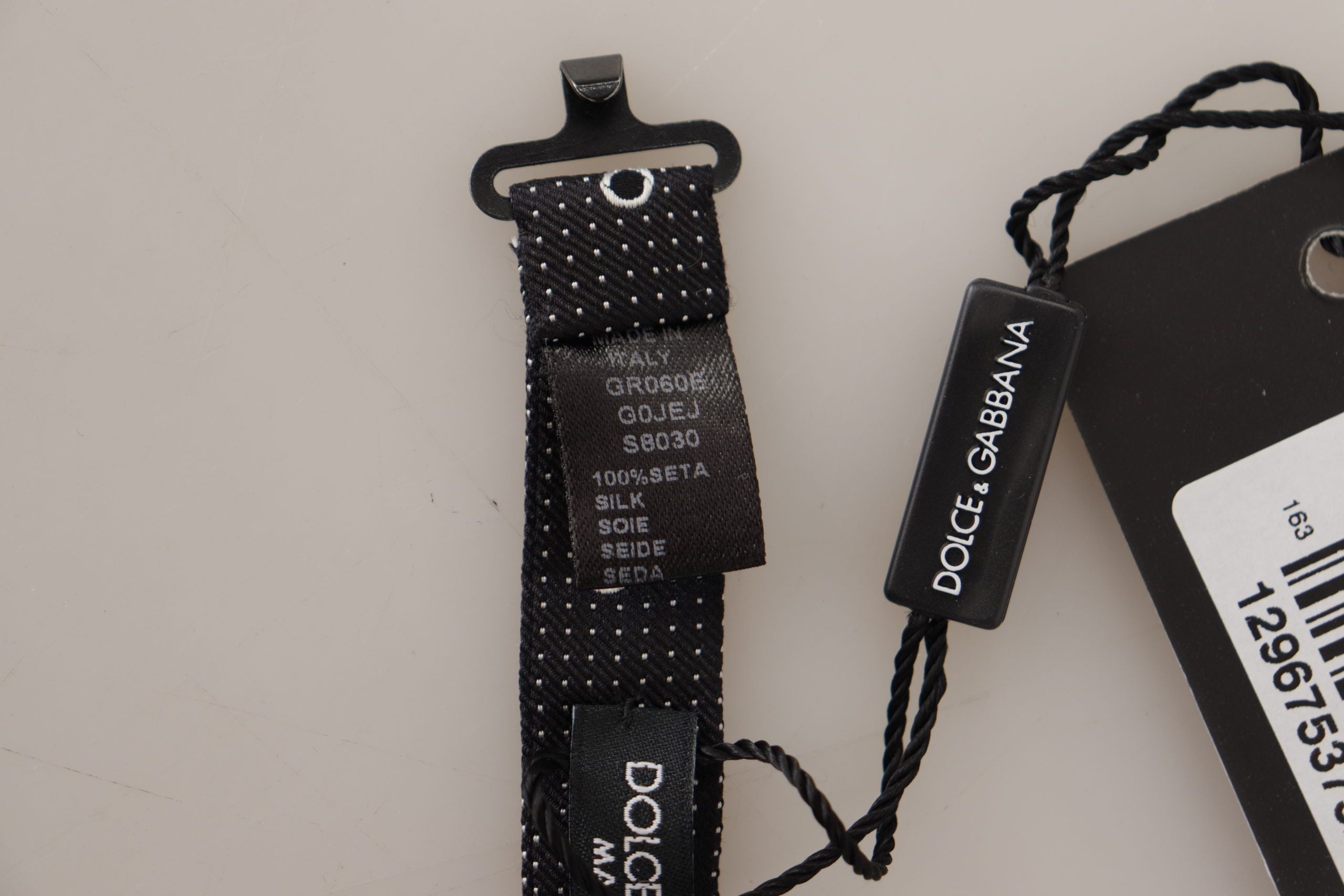 Dolce & Gabbana Black White Polka Dot 100% Silk Neck Papillon Tie - Zeiniez