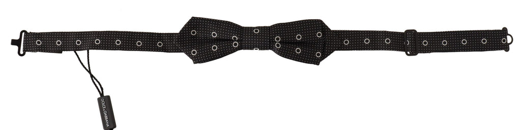 Dolce & Gabbana Black White Polka Dot 100% Silk Neck Papillon Tie - Zeiniez