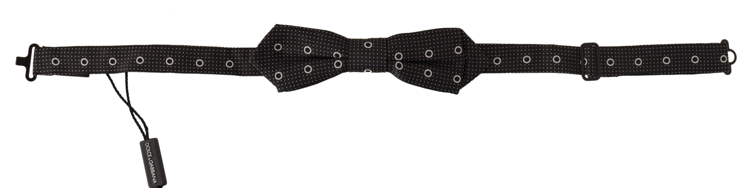 Dolce & Gabbana Black White Polka Dot 100% Silk Neck Papillon Tie - Zeiniez
