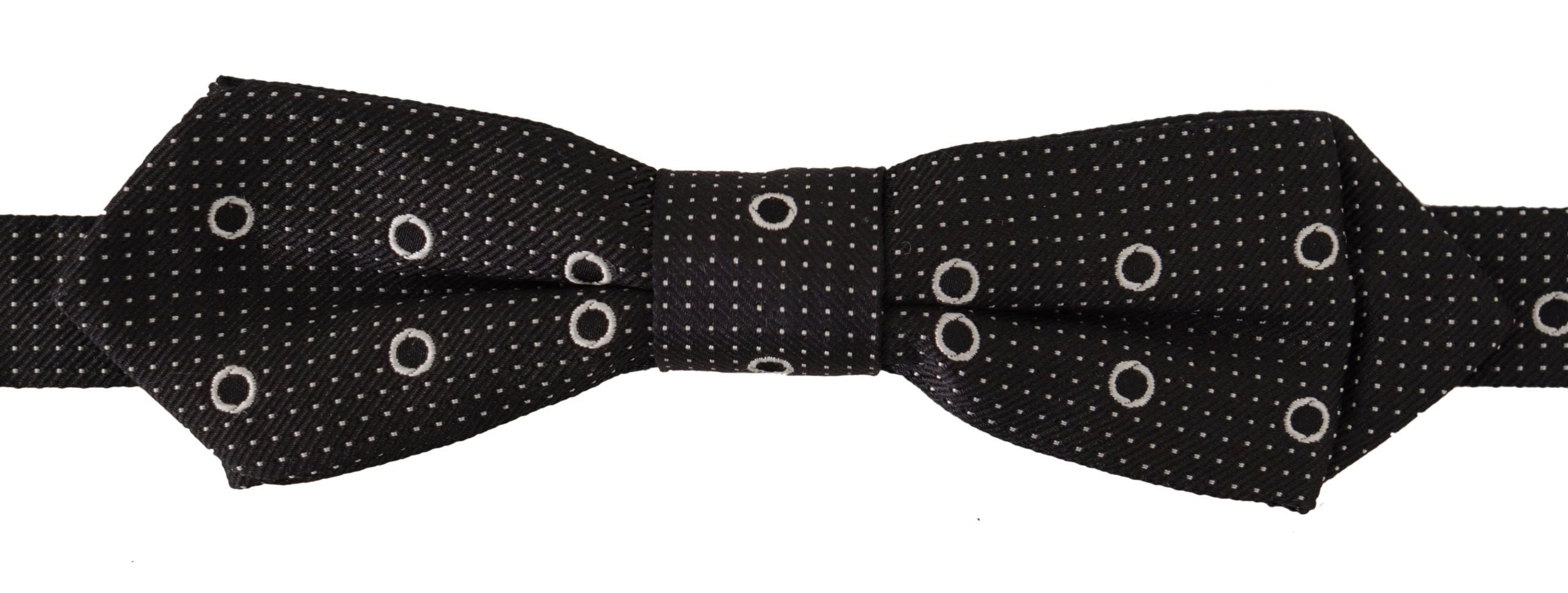 Dolce & Gabbana Black White Polka Dot 100% Silk Neck Papillon Tie - Zeiniez