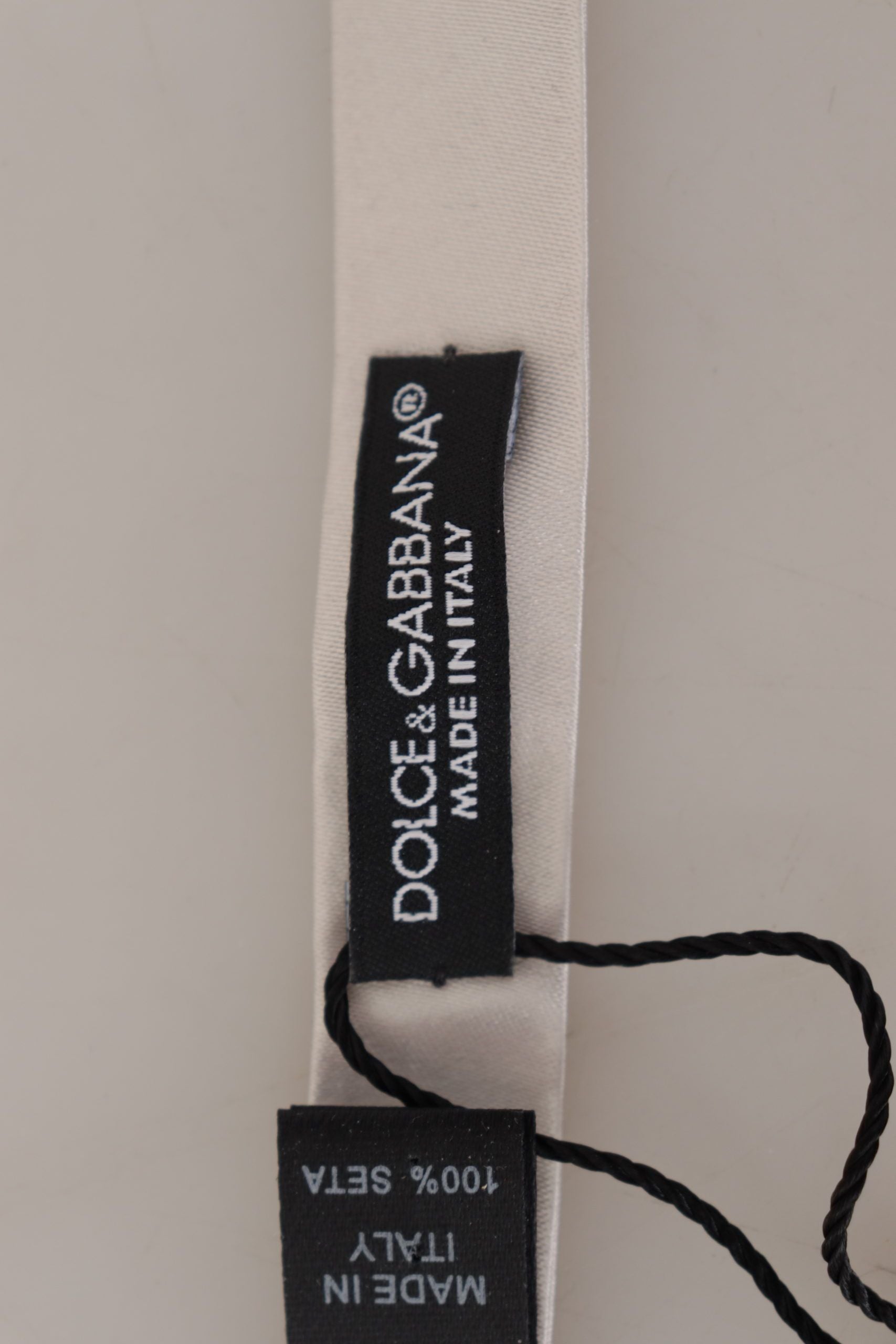 Dolce & Gabbana Gray 100% Silk Adjustable Neck Papillon Tie - Zeiniez