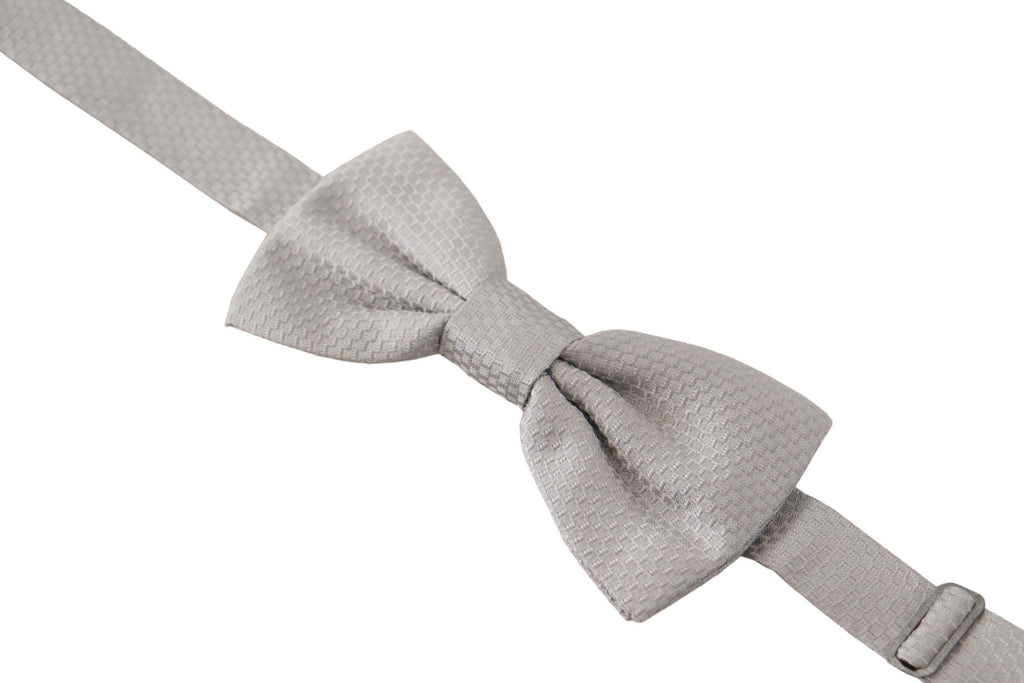 Dolce & Gabbana Gray 100% Silk Adjustable Neck Papillon Tie - Zeiniez
