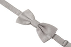 Dolce & Gabbana Gray 100% Silk Adjustable Neck Papillon Tie - Zeiniez