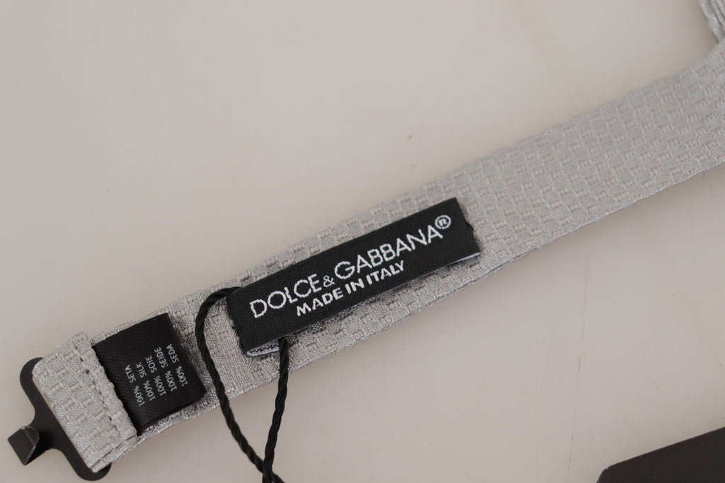 Dolce & Gabbana Gray 100% Silk Adjustable Neck Papillon Tie - Zeiniez