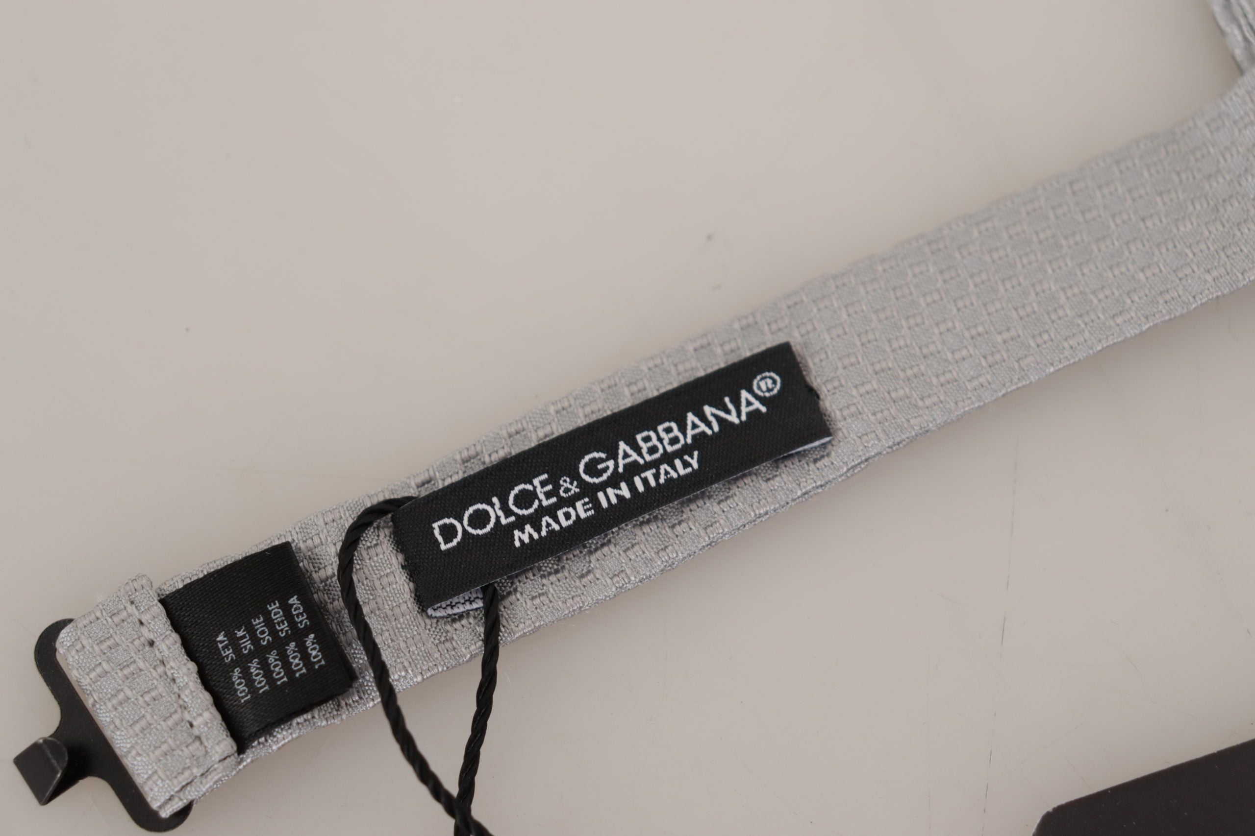 Dolce & Gabbana Gray 100% Silk Adjustable Neck Papillon Tie - Zeiniez