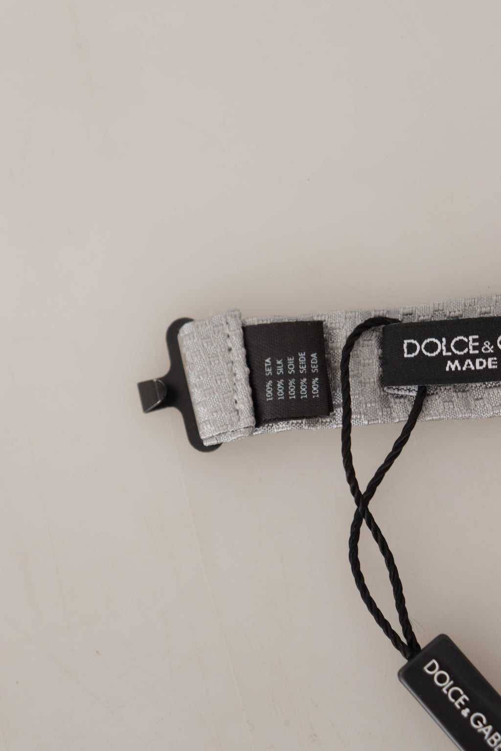 Dolce & Gabbana Gray 100% Silk Adjustable Neck Papillon Tie - Zeiniez