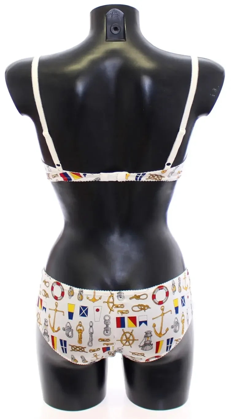 Dolce & Gabbana White Sailor Bra Panty Stretch Underwear - Zeiniez