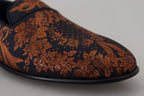 Dolce & Gabbana Blue Rust Floral Slippers Loafers Shoes