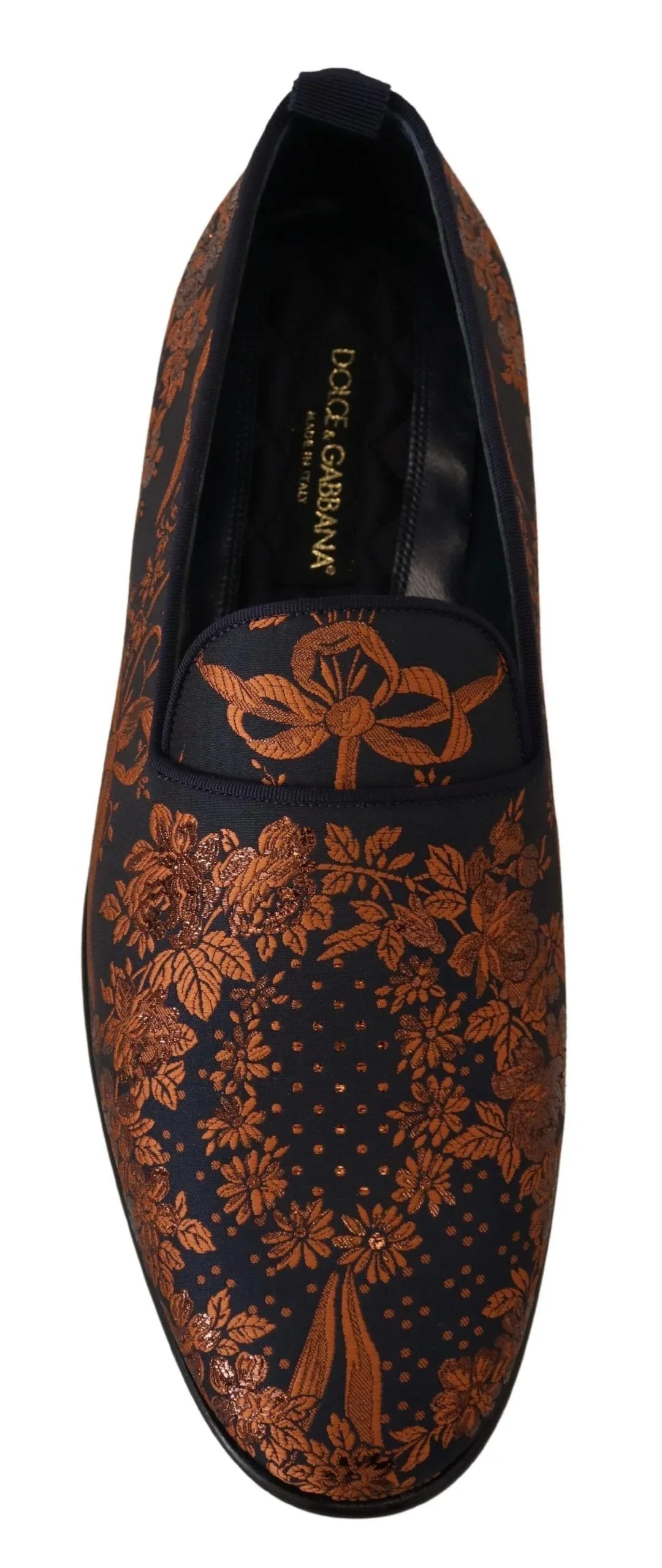 Dolce & Gabbana Blue Rust Floral Slippers Loafers Shoes - Zeiniez