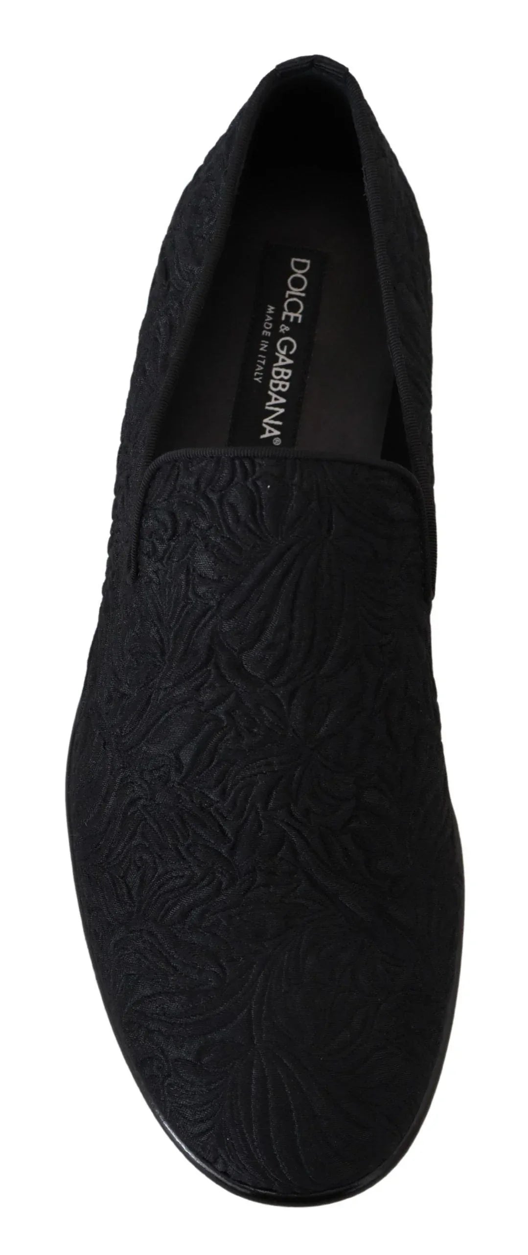 Dolce & Gabbana Black Floral Jacquard Slippers Loafers Shoes - Zeiniez