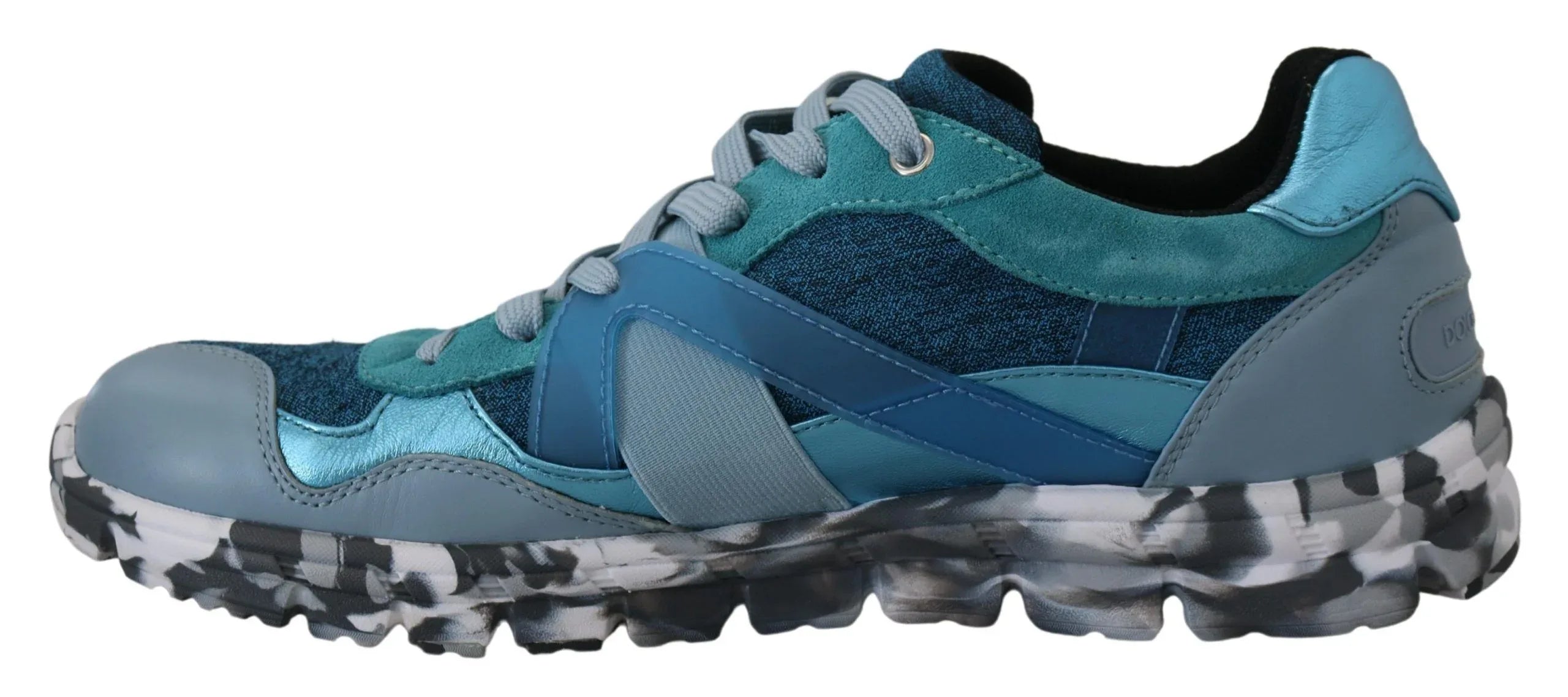 Dolce & Gabbana Blue Gray Leather Sport Low Top Sneakers - Zeiniez