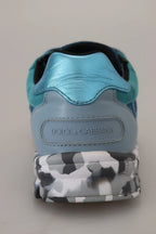 Dolce & Gabbana Blue Gray Leather Sport Low Top Sneakers - Zeiniez