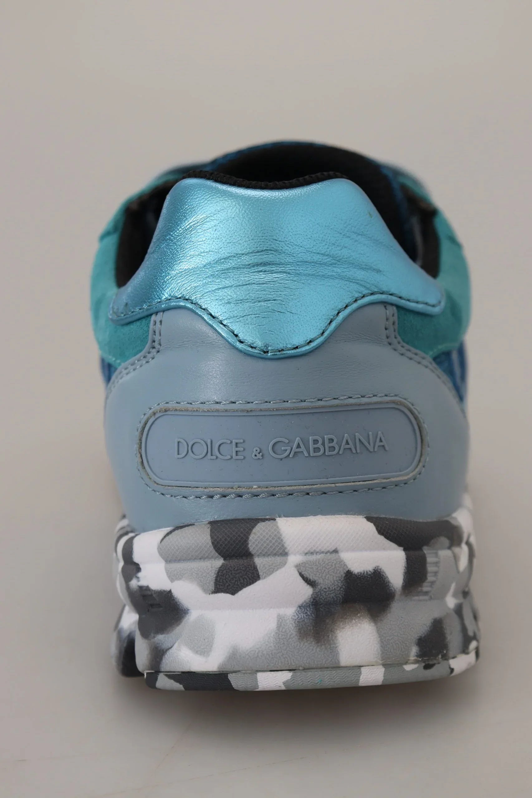 Dolce & Gabbana Blue Gray Leather Sport Low Top Sneakers - Zeiniez