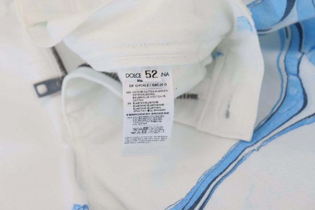 Dolce & Gabbana White Blue Denim Cotton Jeans Stretch Skinny Fit Pant - Zeiniez