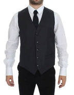 Dolce & Gabbana Gray Wool Formal Dress Vest Gilet Weste Dolce & Gabbana