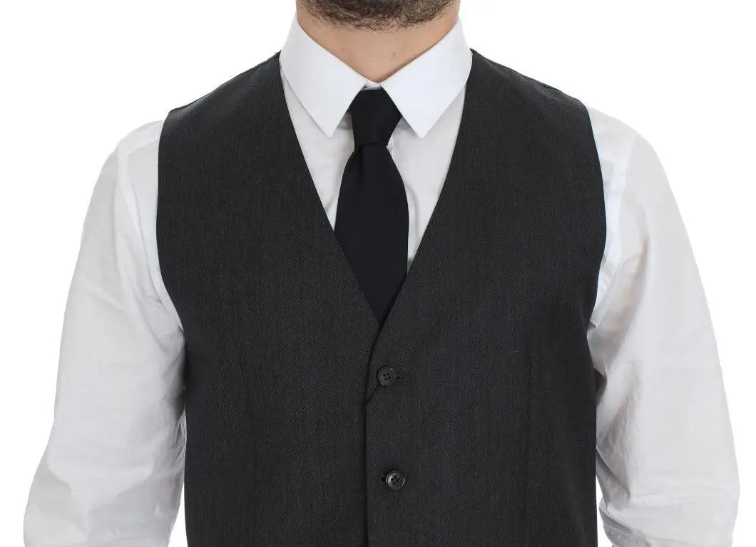Dolce & Gabbana Gray Wool Formal Dress Vest Gilet Weste Dolce & Gabbana