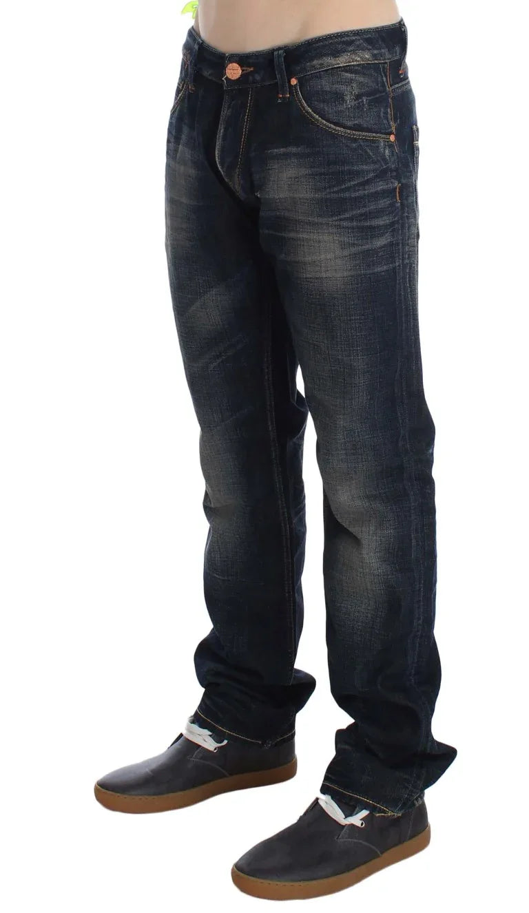 Acht Blue Wash Straight Fit Low Waist Jeans - Zeiniez