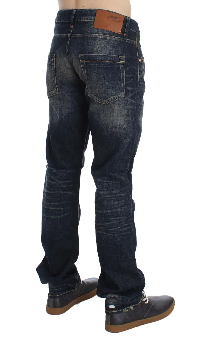 Acht Blue Wash Straight Fit Low Waist Jeans - Zeiniez