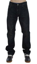 Acht Blue Wash Cotton Denim Straight Fit Jeans - Zeiniez