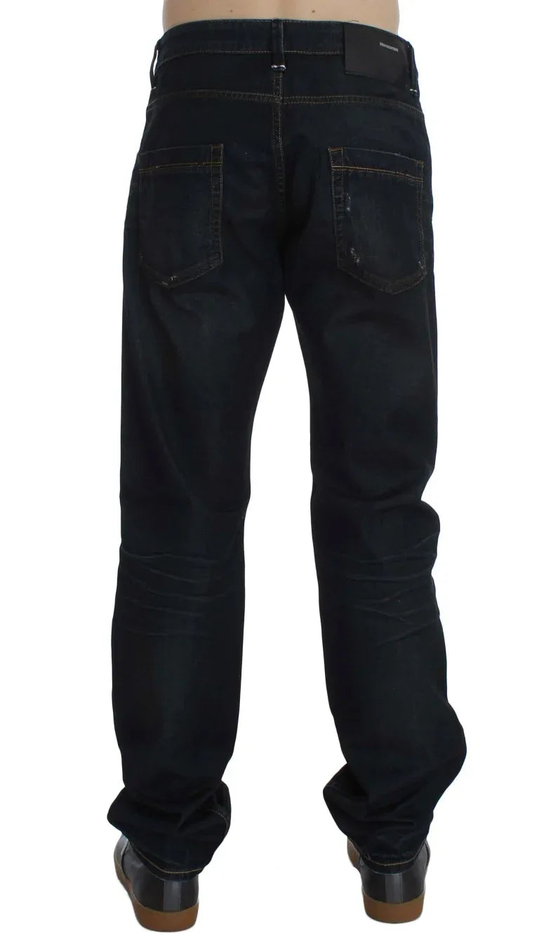 Acht Blue Wash Cotton Denim Straight Fit Jeans - Zeiniez