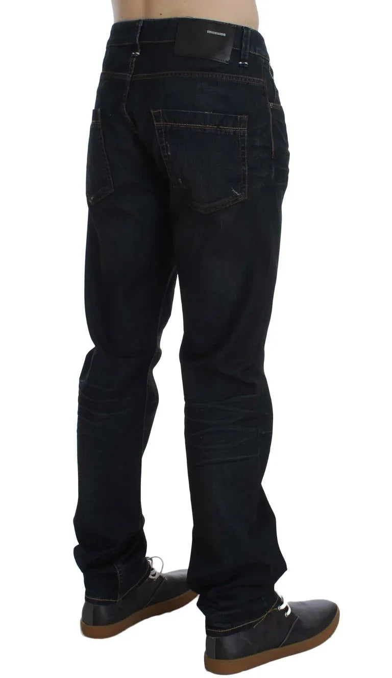 Acht Blue Wash Cotton Denim Straight Fit Jeans - Zeiniez