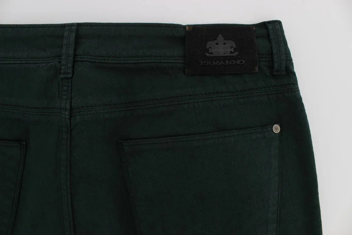 Ermanno Scervino Green Cotton Denim Stretch Straight Fit Jeans - Zeiniez