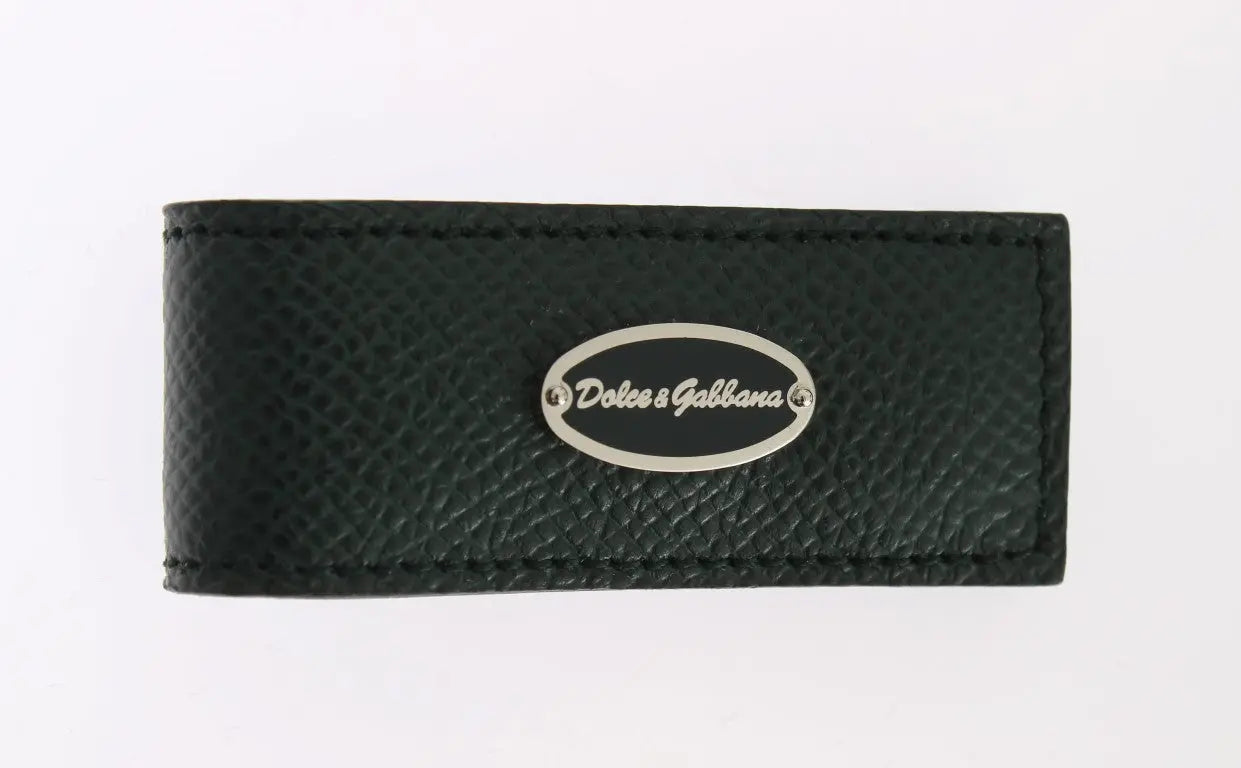 Dolce & Gabbana Green Leather Magnet Money Clip Dolce & Gabbana