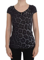Cavalli Gray Leopard Modal T-Shirt Blouse Top - Zeiniez