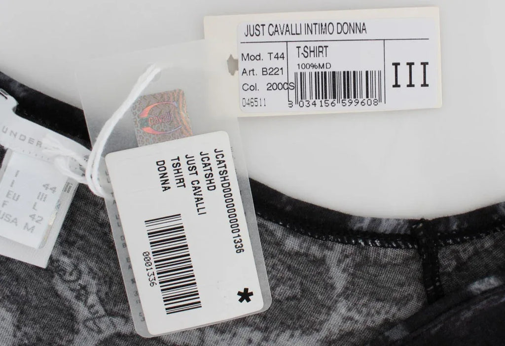 Cavalli Gray Leopard Modal T-Shirt Blouse Top - Zeiniez