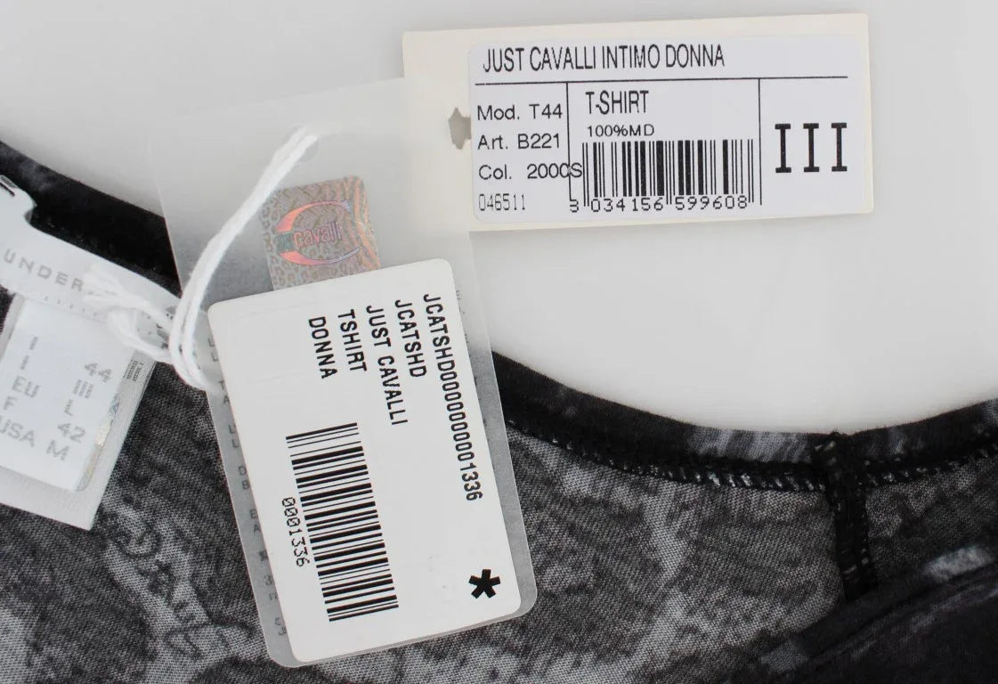 Cavalli Gray Leopard Modal T-Shirt Blouse Top - Zeiniez