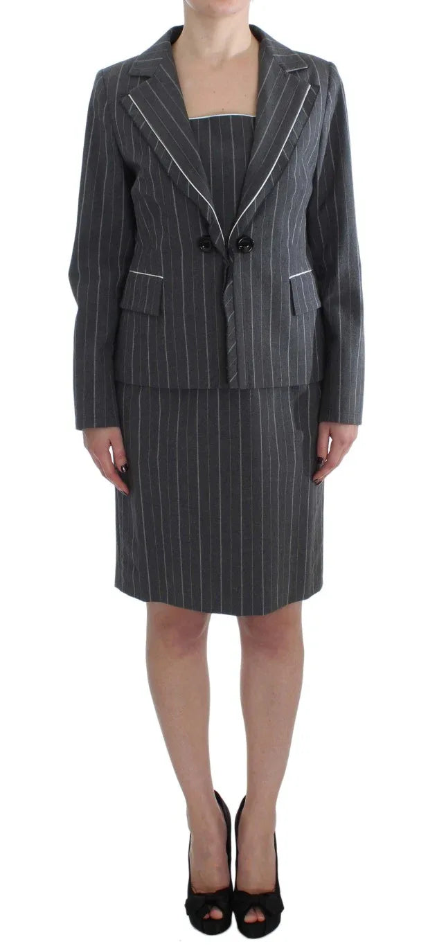 BENCIVENGA Gray Stretch Suit Sheath Dress & Blazer Set - Zeiniez