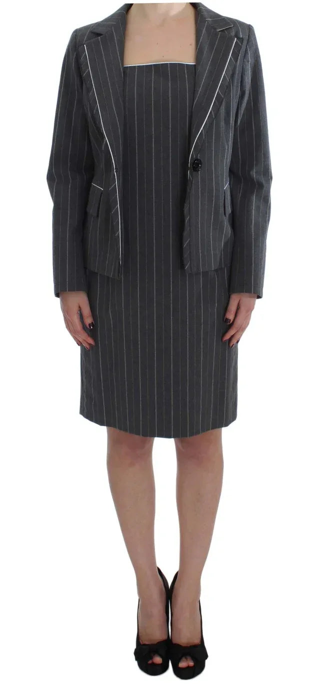 BENCIVENGA Gray Stretch Suit Sheath Dress & Blazer Set - Zeiniez