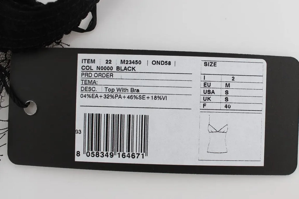 Dolce & Gabbana Black Silk Floral Lace Lingerie Top - Zeiniez