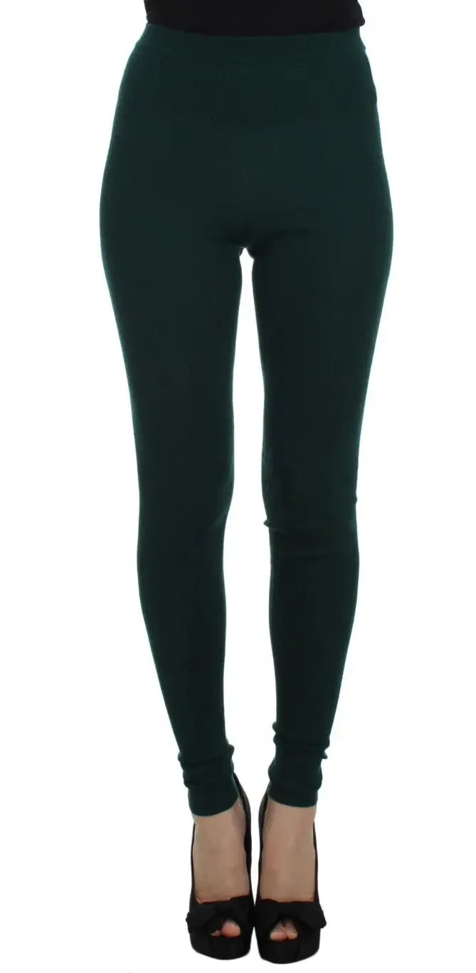 Dolce & Gabbana Green Cashmere Stretch Tights Pants - Zeiniez