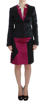 Exte Black Pink Two Piece Suit Skirt & Blazer - Zeiniez