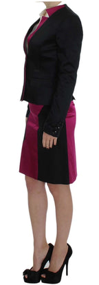 Exte Black Pink Two Piece Suit Skirt & Blazer - Zeiniez