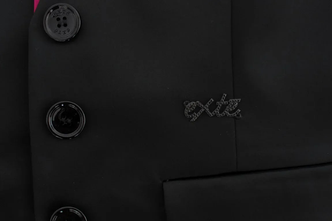 Exte Black Pink Two Piece Suit Skirt & Blazer - Zeiniez