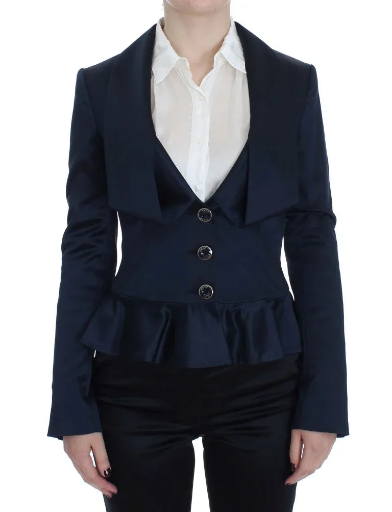 Exte Blue Three Button Single Breasted Blazer Jacket - Zeiniez