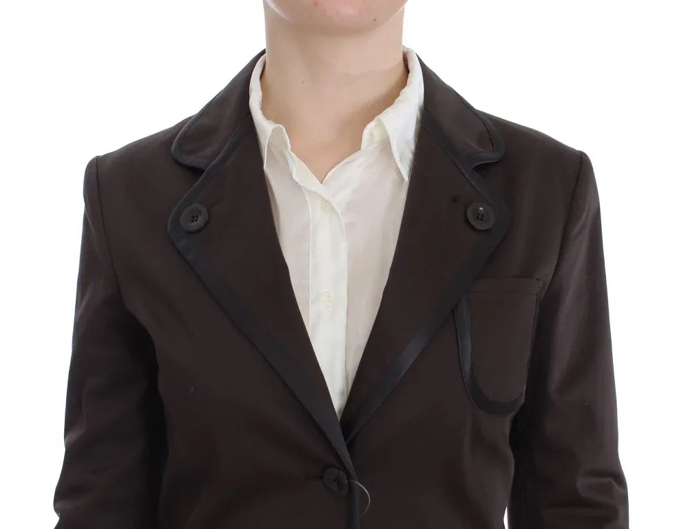 Exte Brown Stretch Two Button Suit - Zeiniez