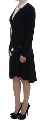 Exte Black Blue Two Piece Suit Skirt & Blazer - Zeiniez