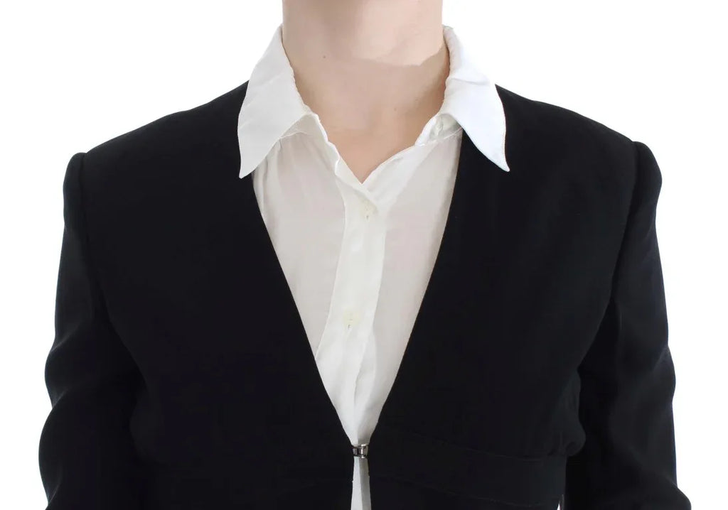 Exte Black Blue Two Piece Suit Skirt & Blazer - Zeiniez