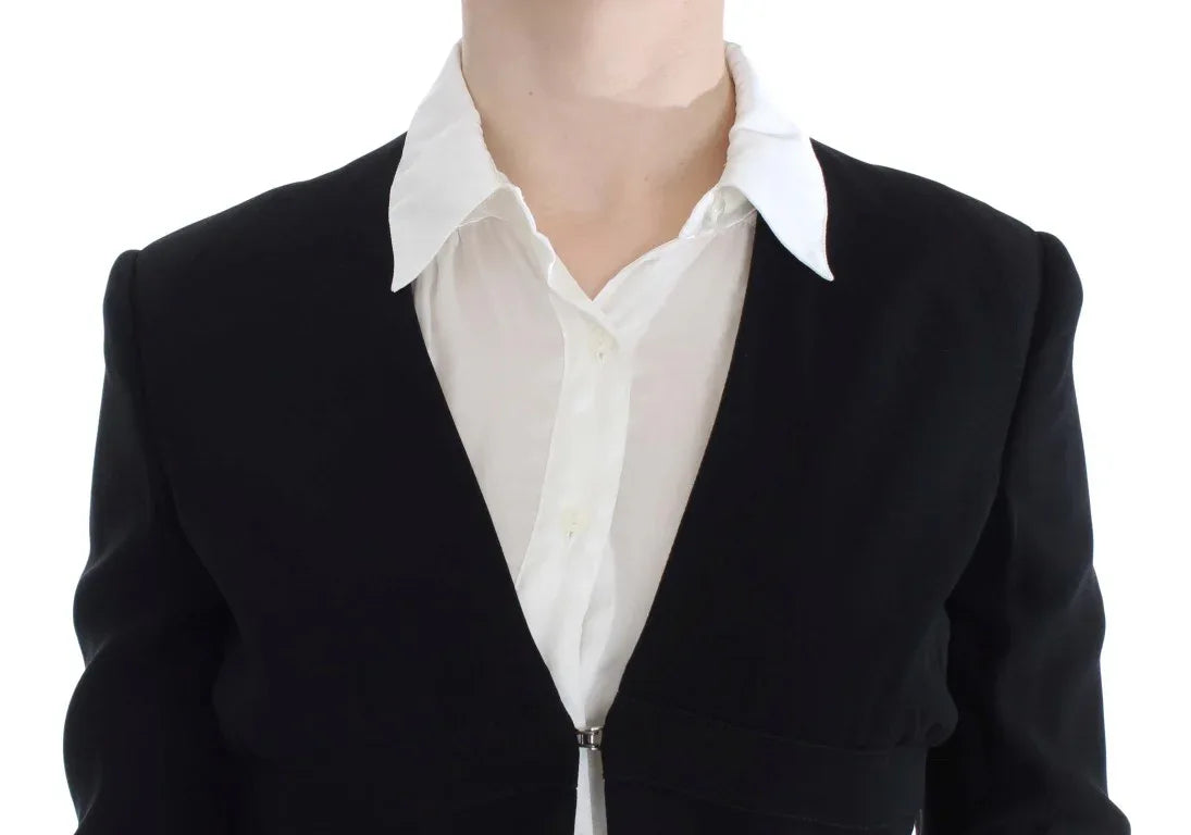 Exte Black Blue Two Piece Suit Skirt & Blazer - Zeiniez