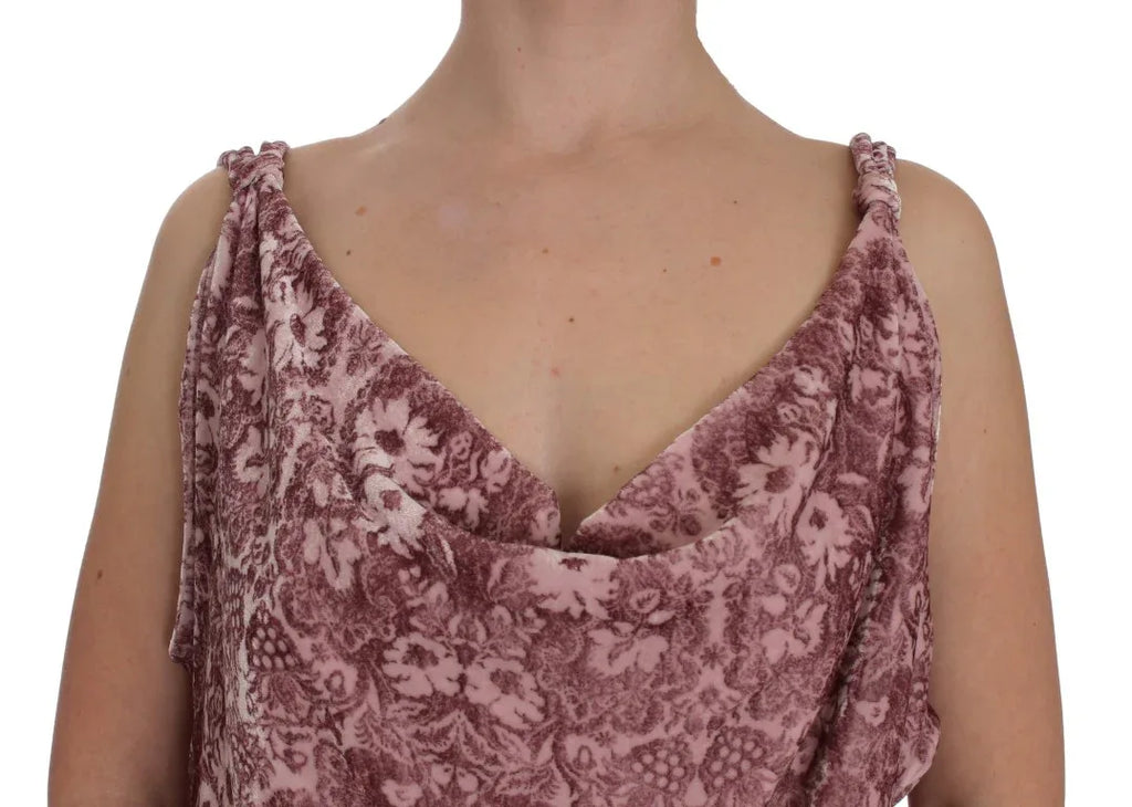 Exte Pink Floral Print Viscose Silk Blouse Top - Zeiniez