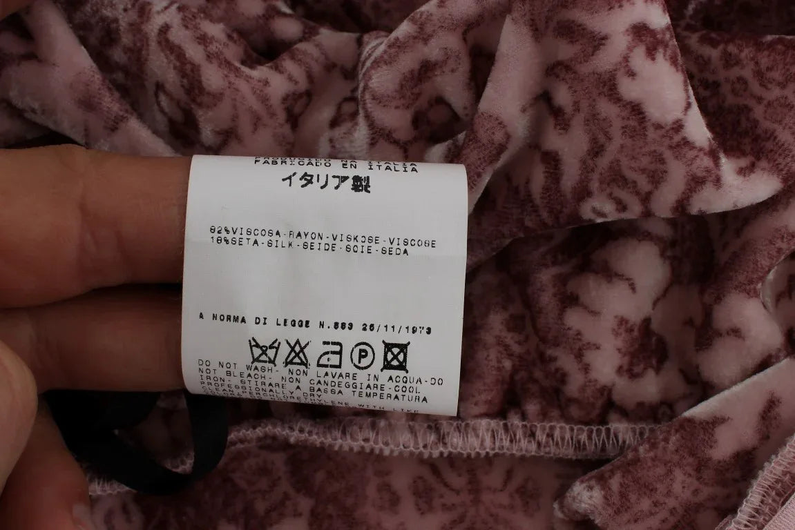 Exte Pink Floral Print Viscose Silk Blouse Top - Zeiniez