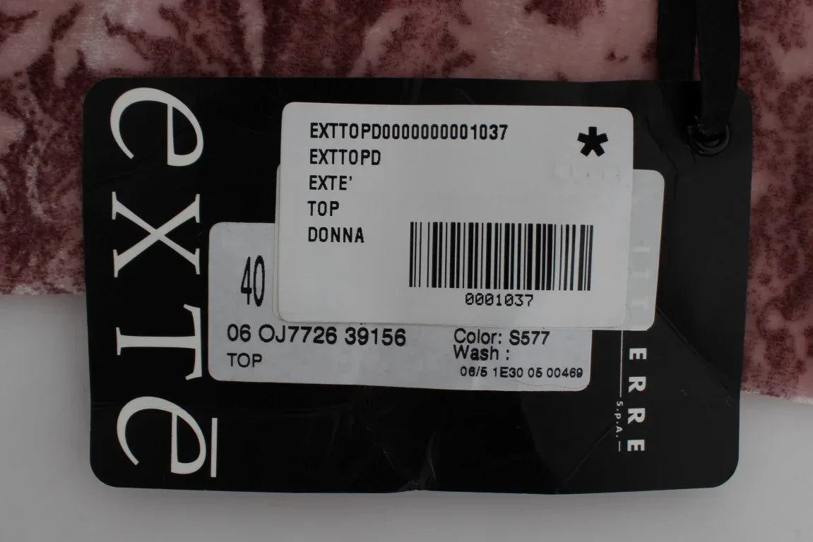 Exte Pink Floral Print Viscose Silk Blouse Top - Zeiniez