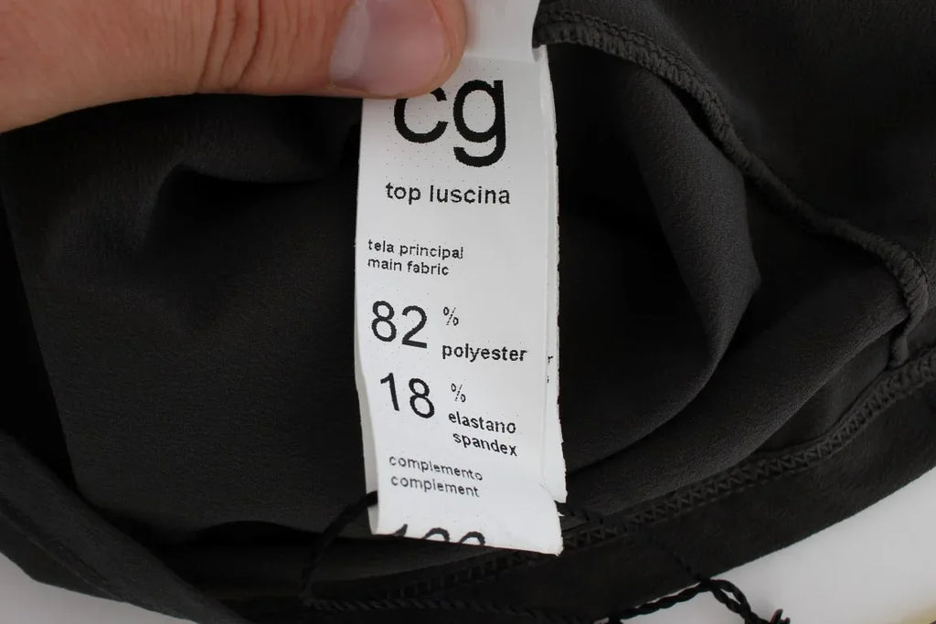 CORA GROPPO Gray Blue Stretch Blouse Top - Zeiniez