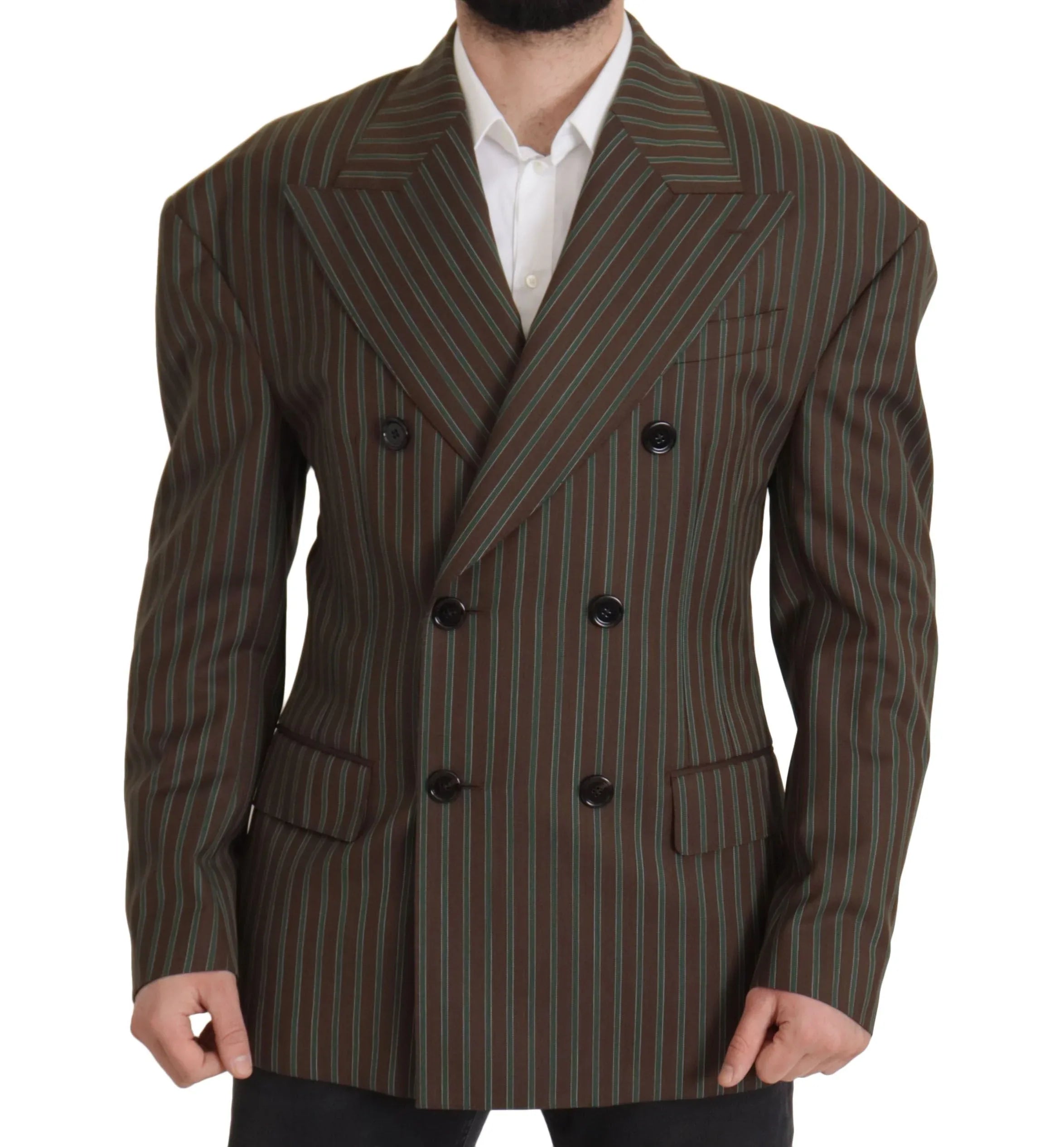 Dolce & Gabbana Multicolor Stripes Double Breasted Blazer - Zeiniez