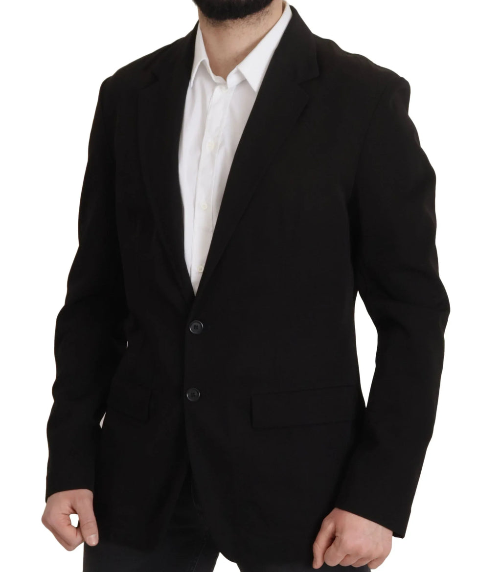 Dolce & Gabbana Black Wool Single Breasted Coat Blazer - Zeiniez