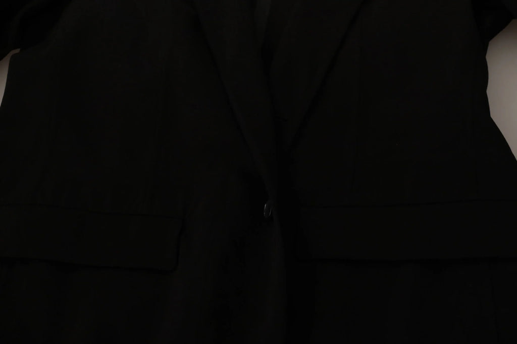 Dolce & Gabbana Black Wool Single Breasted Coat Blazer - Zeiniez